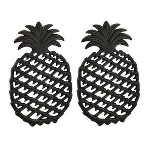 2 Piece Antique Bronze Finish Pineapple Cast Iron Trivet Set